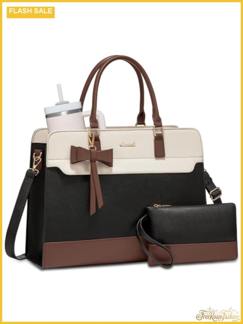 Leather Laptop Tote Bag for Women, Waterproof Business Teacher Bag, Large